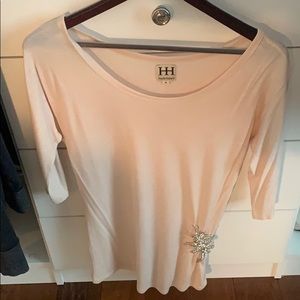 Haute Hippie Tunic Shirt with Brooch Accent